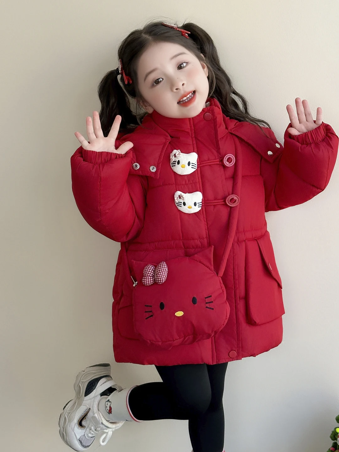 

Зимняя куртка Thiened Fce для девочек, хлопковое пальто средней длины с пушистым утеплителем, новая коллекция 2025 года, осенний милый стиль, застежка-молния