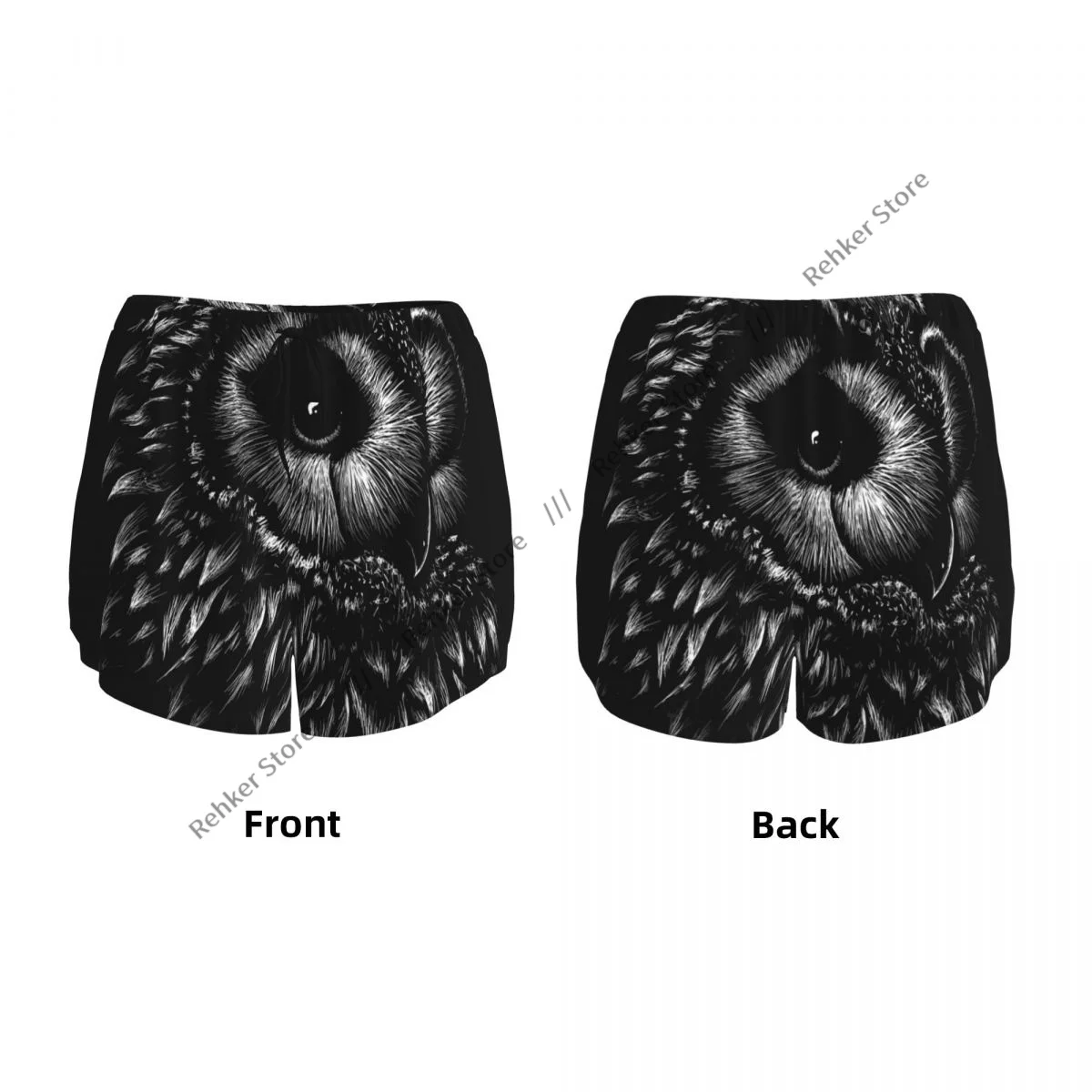 Shorts feminino para ioga, caça, coruja, leve, atlético, secagem rápida, respirável, corrida ao ar livre