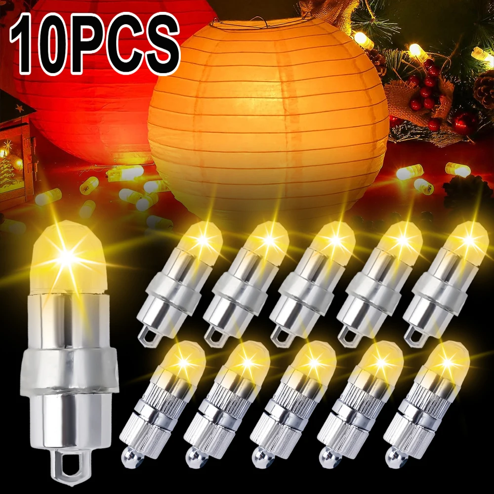 10/1PCS Mini LED Balloon Lamp Battery Powered Threaded Waterproof Party Paper Lantern Wicks Wedding Party Home Decor Supplies