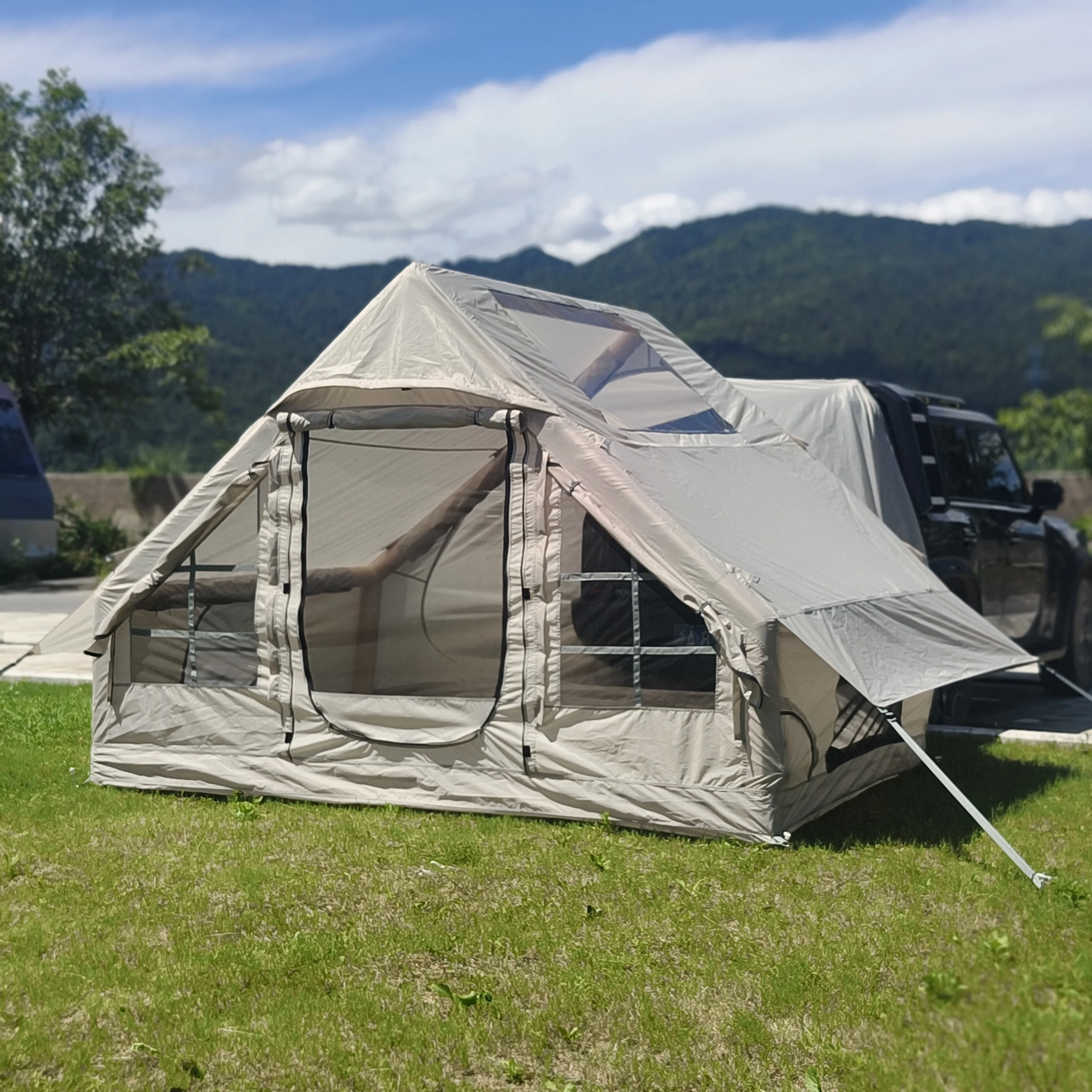 Inflatable Car Tent with Skylight, Blow up Car Rear Tent with Pump, Air Glamping 6.3 Square Meter Inflatable SUV Tailgate Tent 썸네일 2