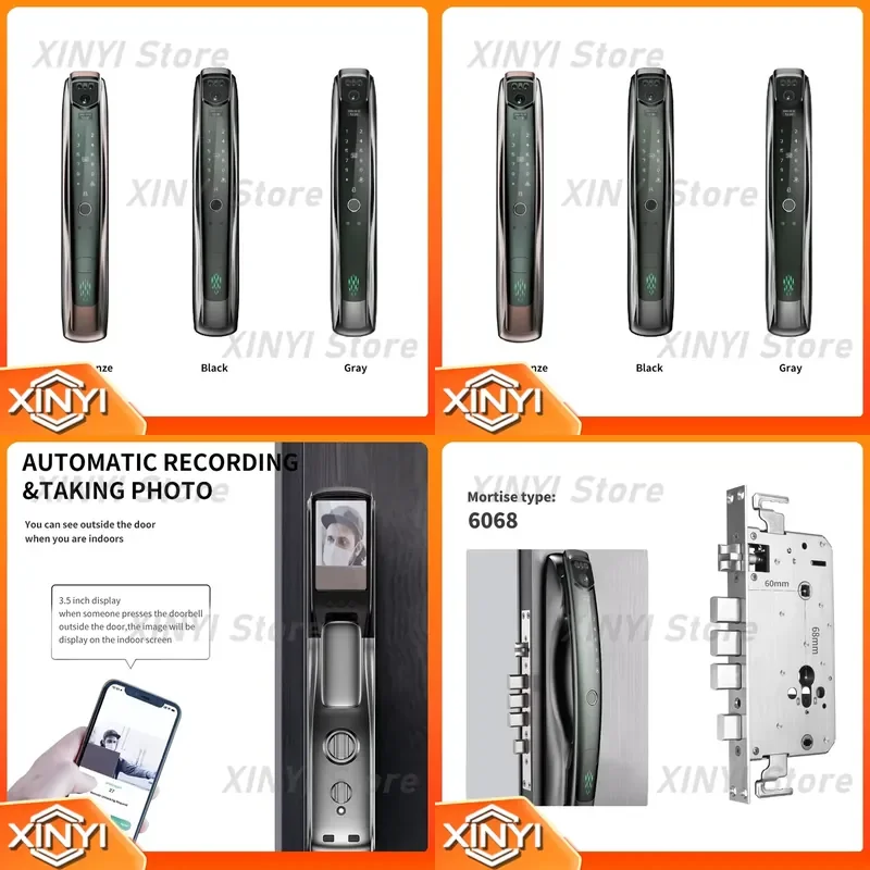 Digital Alarm Fingerprint Smart Biometric Video Door Lock with Virtual Password Security for Smart Life