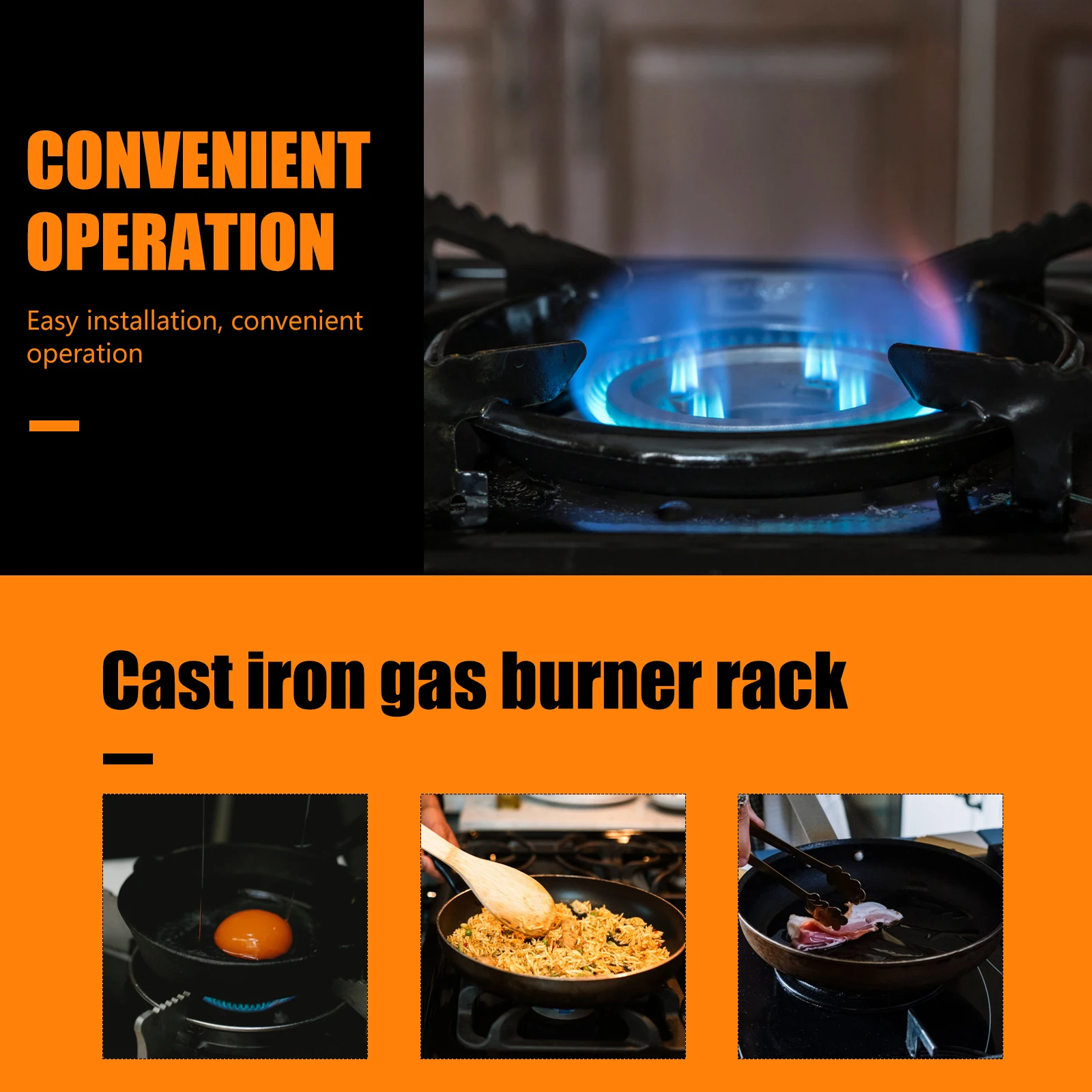 Estante de Gas cuadrado, soporte para estufa fundida, herramienta de cocina de hierro, soporte para olla de leche, estantes de soporte para estufa, accesorios de cocina