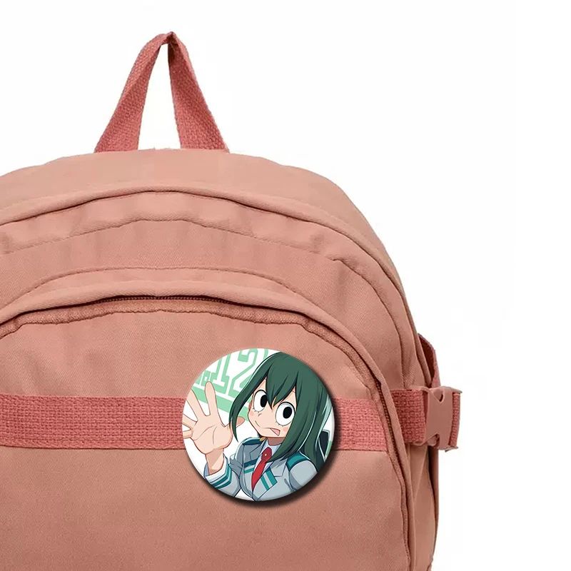 58mm Anime Character Tsuyu Asui Soft Button Pin Hero Cartoon Brooch Creative Badge for Backpack Clothes Decoration Gift