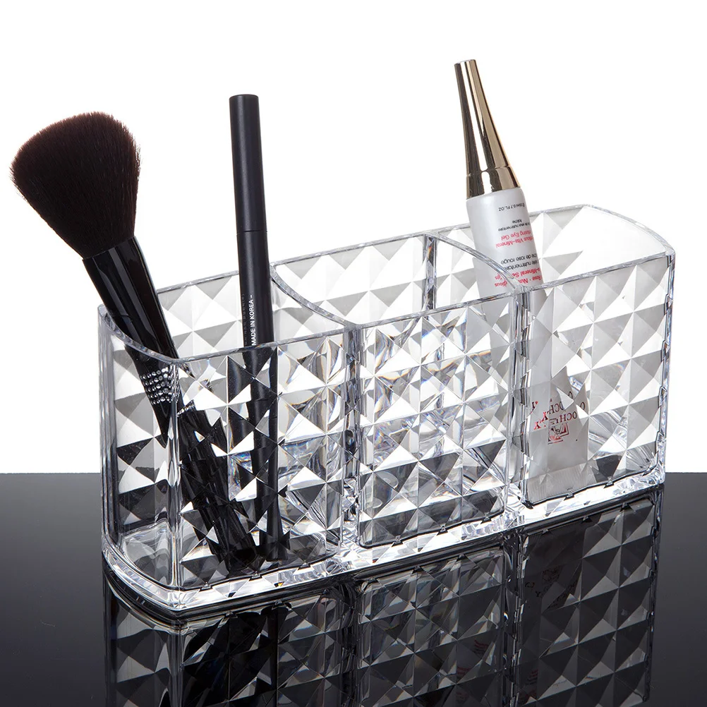 

3 Compartments Transparent Storage Box For Makeup Brushes Lipsticks Eyeliner Pencils Acrylic Organizer Display Stand