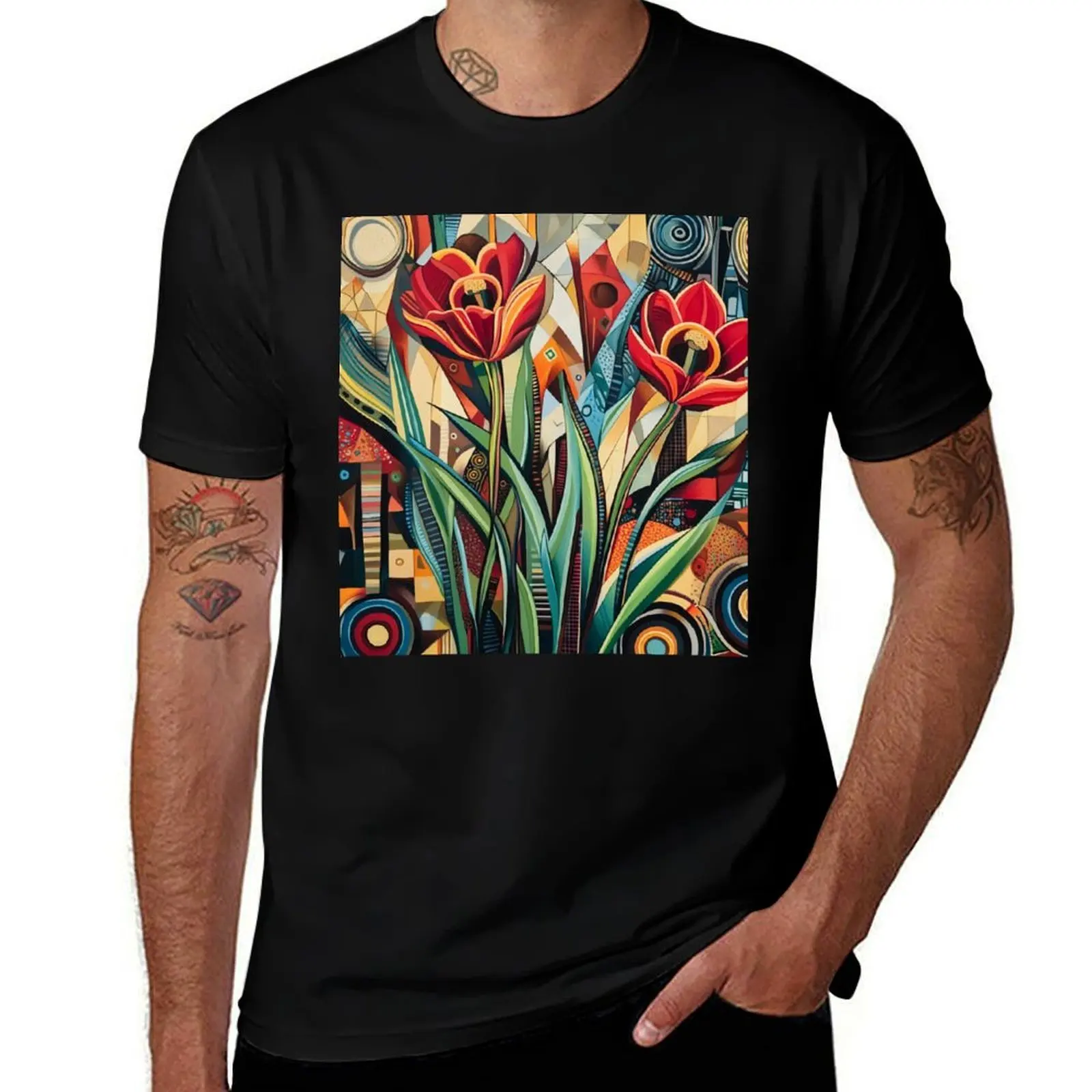 

Classic Summer Delicate Blooms Garden Inspired Tulip Print For Feminine Style T-Shirt sublime graphics sweat shirts, men