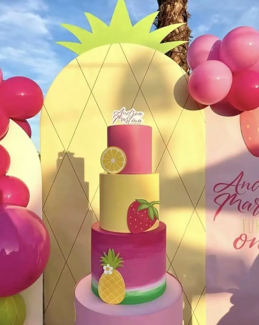 Arch Backdrop Cover Stretchy Spandex Fabric Strawberry Background for Birthday Party Decoration