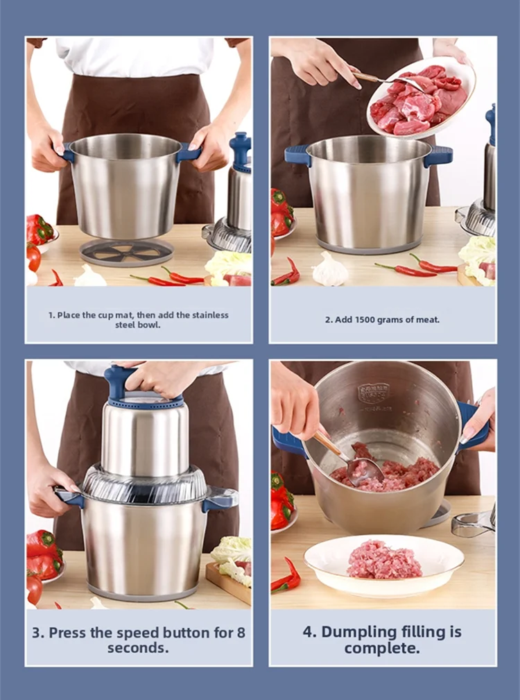 전문가용 6L 상업용 고기 분쇄기, 산업용 등급 스테인리스 스틸, 2단 속도 조절 가능 1200W 모터, 정육점/식당용