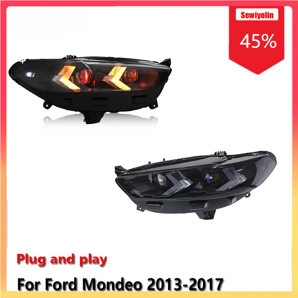 

Автомобильные светодиодные фары, автомобильные детали для Ford Mondeo 2013-2017, противотуманные DRL, стоп-сигнал, указатель поворота, Plug and Play