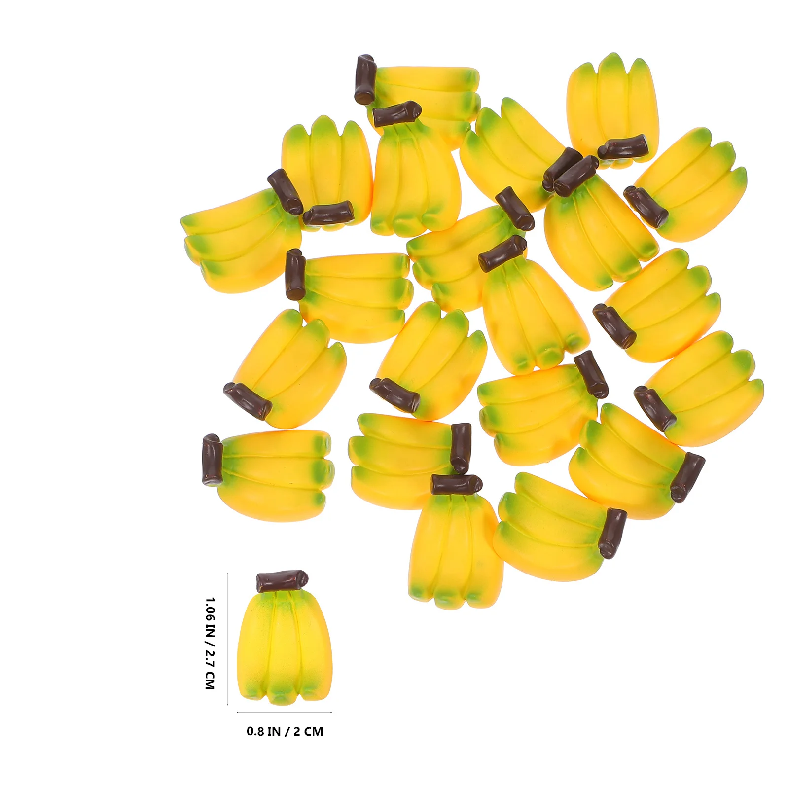 24 peças de bananas simuladas falsas, itens de comida em miniatura para casa de bonecas, cozinha e capa de telefone, decorações, intensificador de respiração natural
