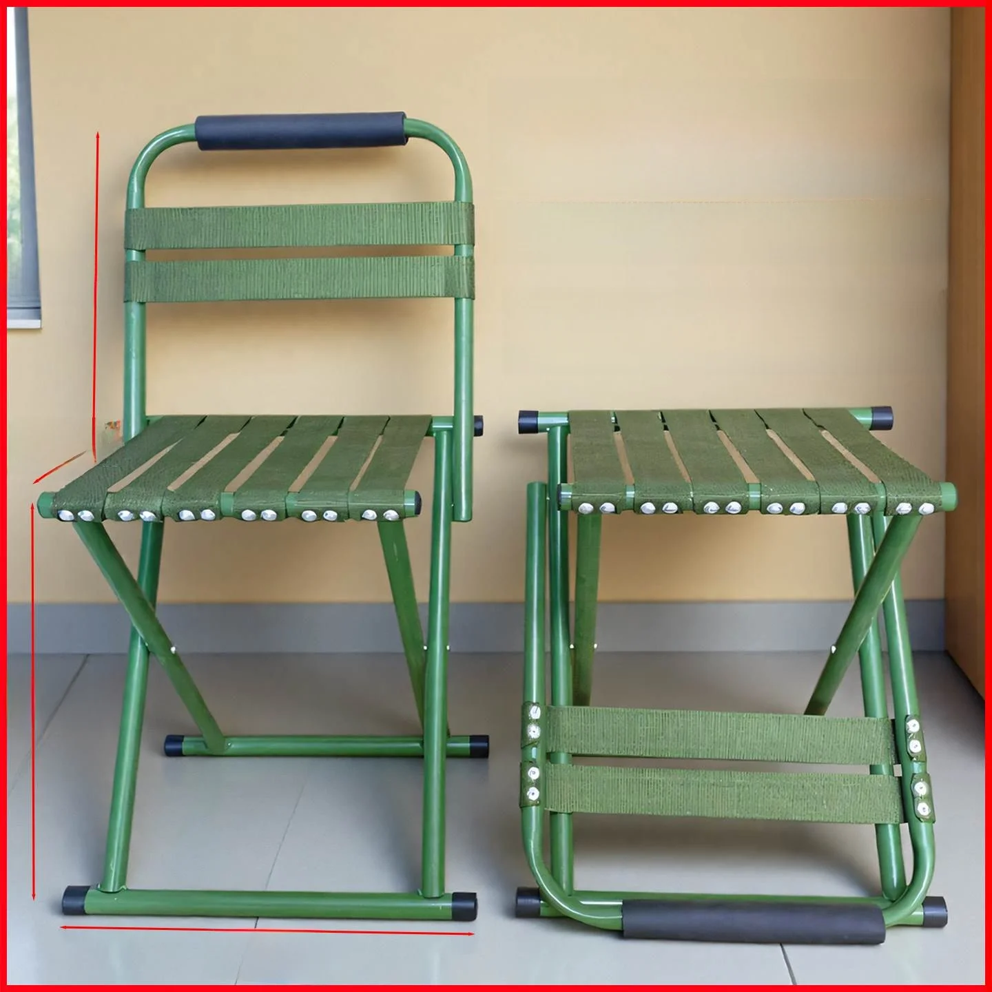 屋外用ポータブル厚手釣り椅子キャンプレジャーキューイング高齢者用椅子折りたたみ式ハイバックサポート快適シート