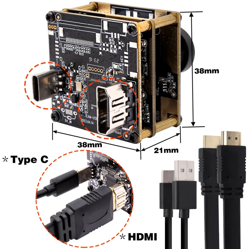 4K USB HDMI Camera Module MJPEG/H.264 30fps 3840*2160 CMOS IMX415 1.56mm Fisheye Lens Plug Play Video USB Webcam