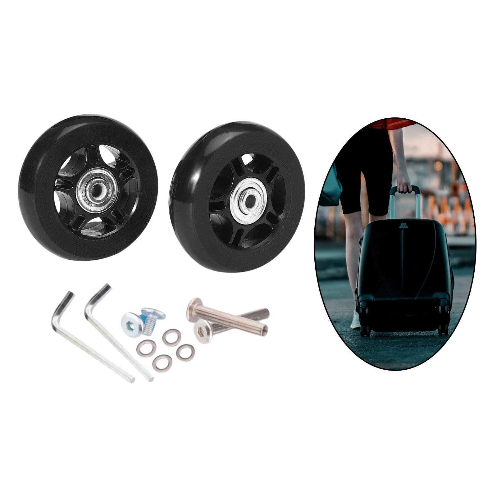 1 زوج حقيبة الأمتعة استبدال عجلات المطاط عجلة دوارة عجلة مقاومة للاهتراء مرنة كتم الصوت