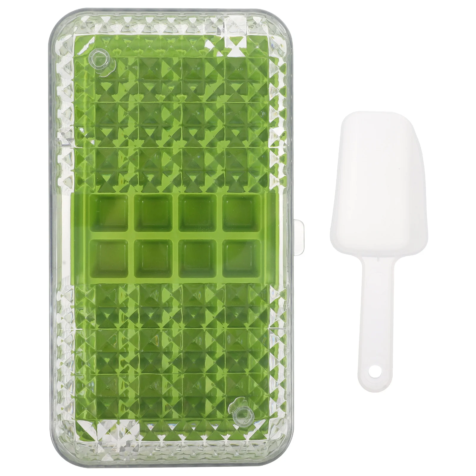 

Ice Mold Large Capacity 32 Grids Green Silicone Plastic Multi-Use Mold for Ice Cubes Candy Jelly Freezer Tray