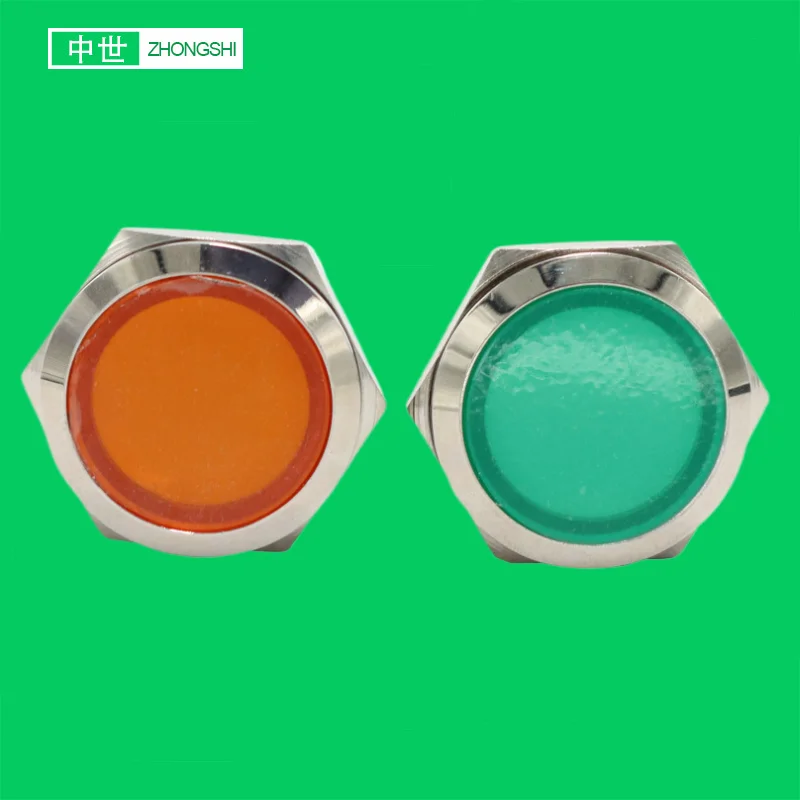 22mm 12v   IP66 Green Orange Signal LED Lamp Power Distribution  2 Pin Metal Indicator Lights for  Telecommunication Equipment