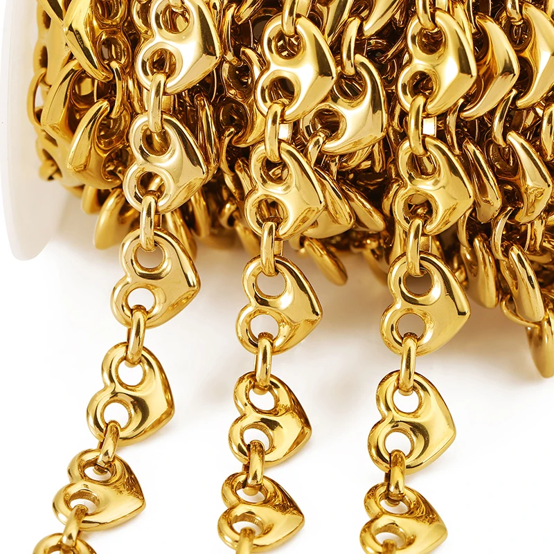 

1 Meter Stainless Steel Large Heavy Love Peach Heart Hip Hop Punk Link Gold Chain DIY Jewelry Handmade Necklace Bracelet Chains