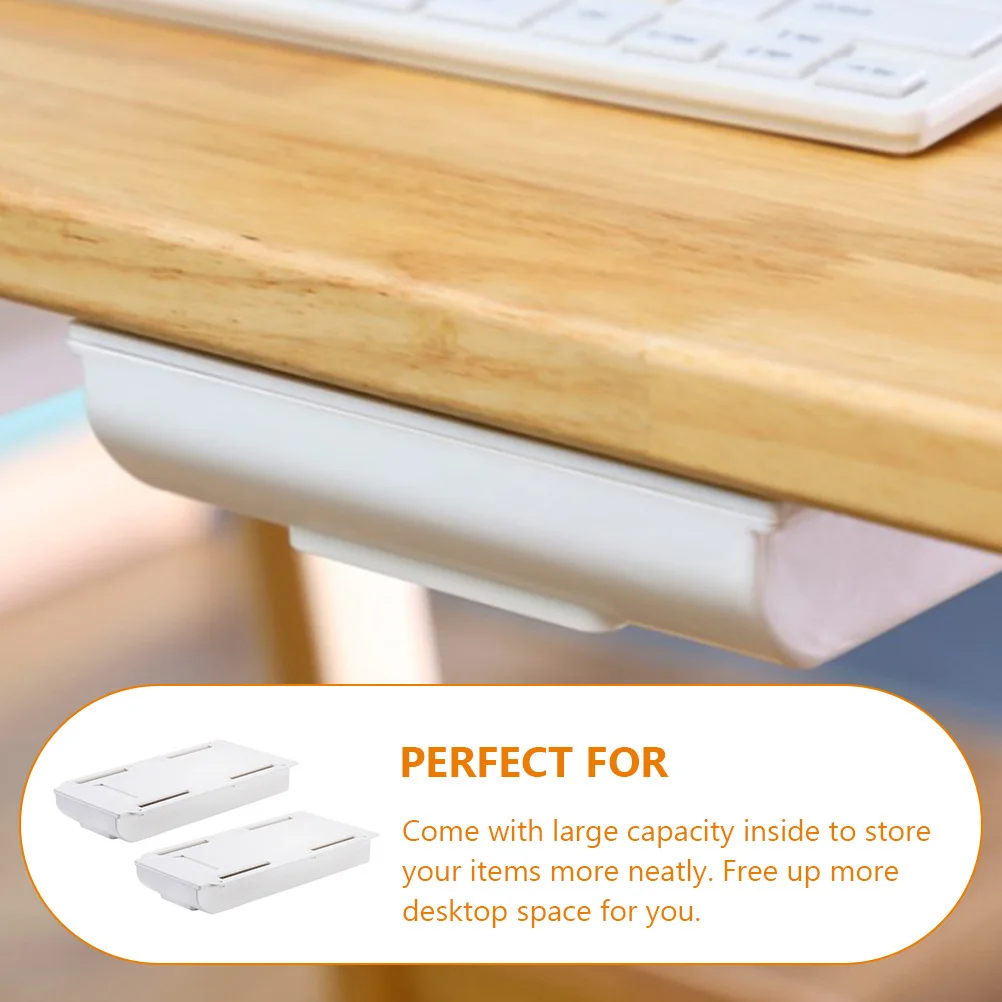 

2Pcs Under Desk Storage Drawer Organizer Large Capacity Plastic Drawers for Desktop Office Home Use Under Desk Storage