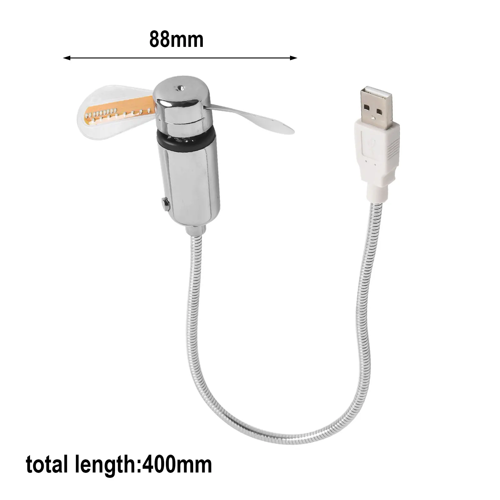 Mechanical USB Clock Fan with Real Time Display and Flexible Metal Hose for Adjustable Airflow Direction and Low Noise