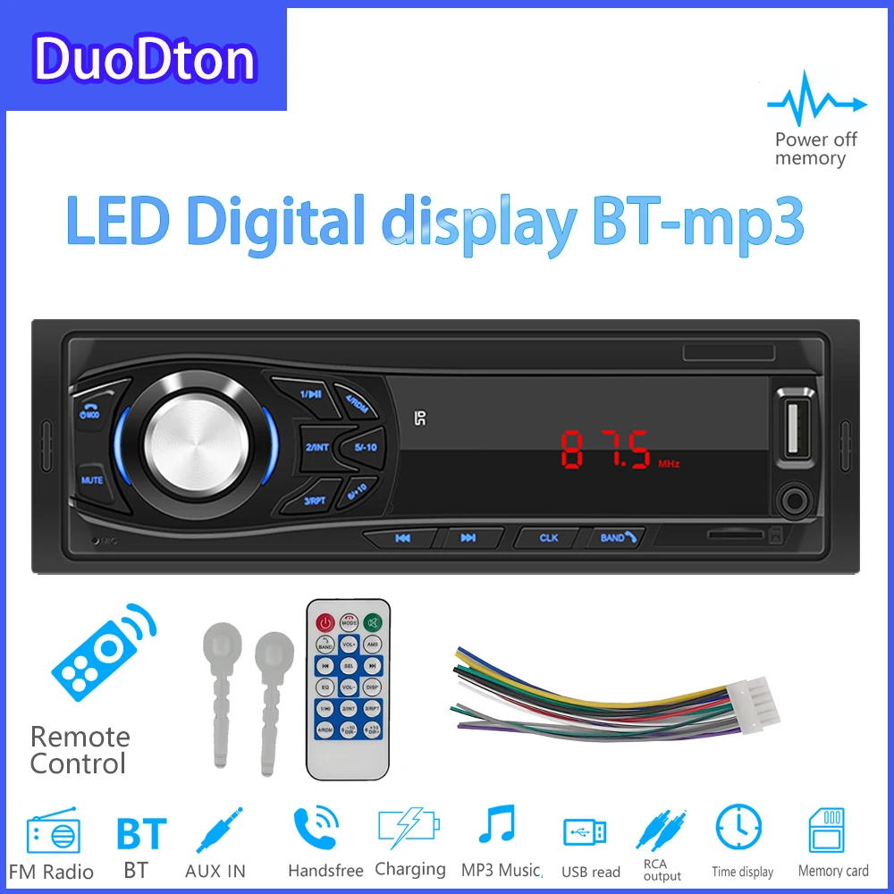 DouDton car Radio 1 din Stereo Player Digital Bluetooth Car MP3 Player 60Wx4 FM Radio Stereo Audio Music USB/SD with In Dash AUX