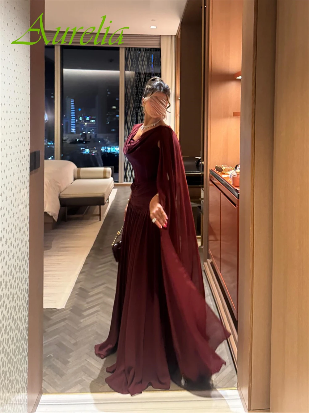 Customized Elegant V-Neck Chiffon Evening Dress Delicate Watteau Train Prom Dress Temperament Sleeveless Special Occasion Gown