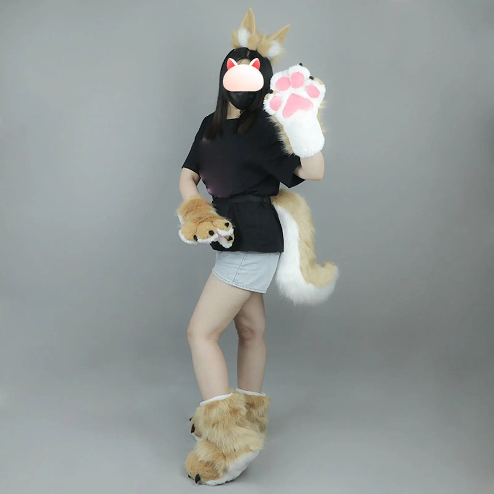 

Набор перчаток-лапок лисы и плюшевых ушек-повязок для ролевых игр, маскарадов, сценических выступлений, праздников и тематических вечеринок в стиле животных