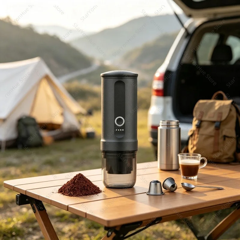 Portable Ultra‑Light Handheld Heated Coffee Machine, Automatic Capsule Mini Coffee Maker for Car Camping Hiking Travel Gift