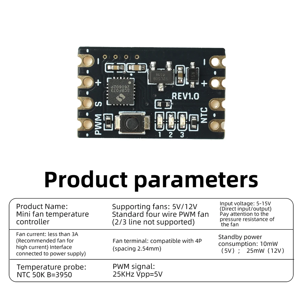 Mini Ultra-Kompakter PWM-Lüfter-Temperaturregler Intelligente Drehzahlregelung für CPU- und Router-Kühlkörper – Detail 12