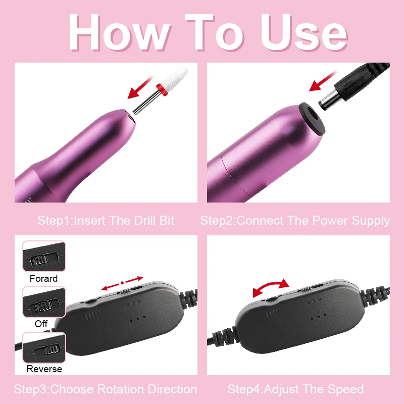 ポータブル電動ネイルドリルマシン,USB,プロの研磨装置,アクリルジェル削除用ツール,20000rpm