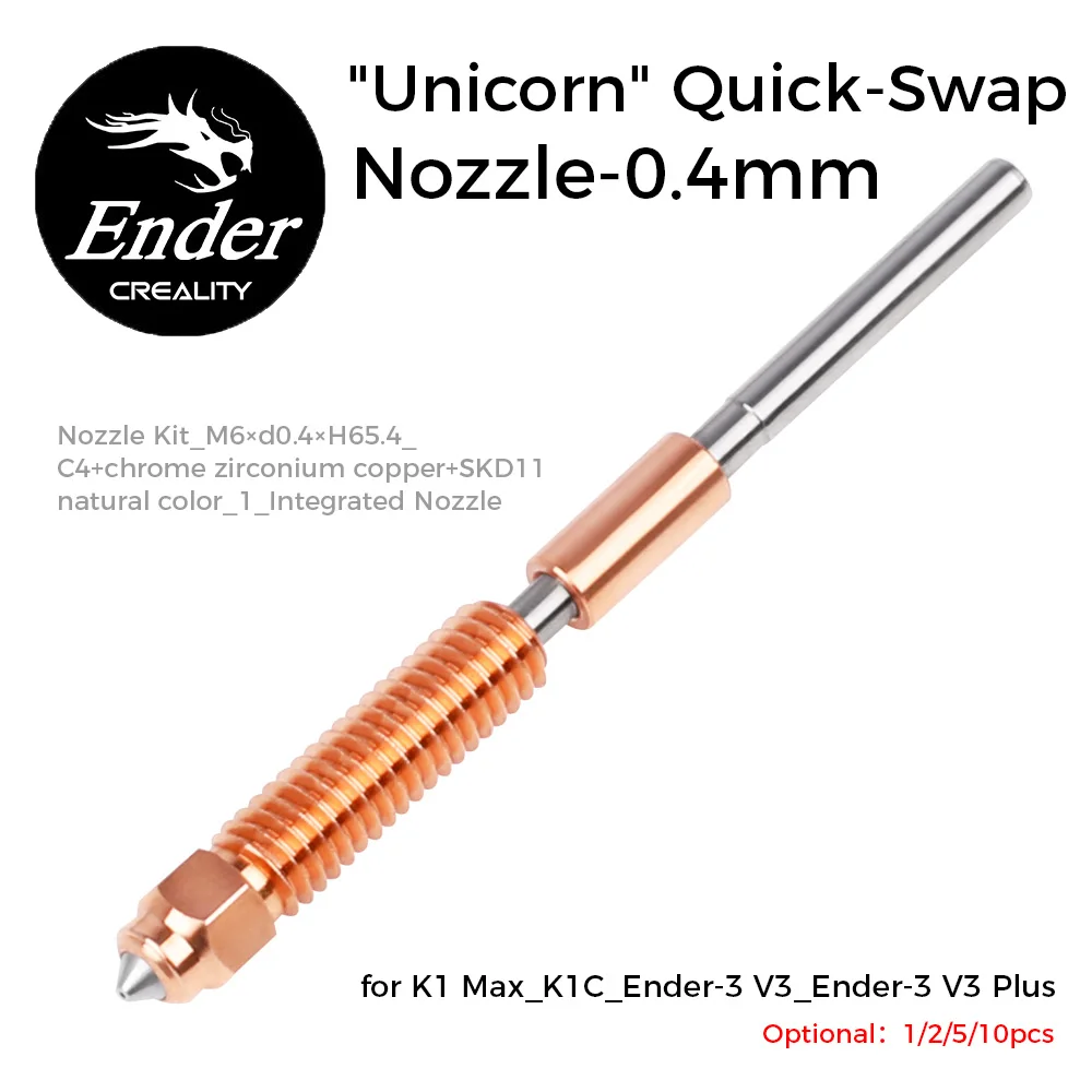 for K1C Ender-3 V3 Ender-3 V3 Plus Unicorn Quick-Swap Nozzle 0.4mm Optional 1/2/5/10pcs Swift Installation High-Flow Printing