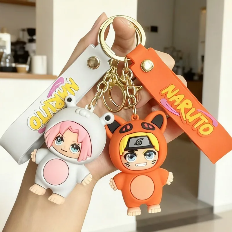 New Cartoon Naruto Q-version Keychain Anime Character Kakashi Naruto Doll Backpack Hanging Decoration Car Key Pendant Toy Gift