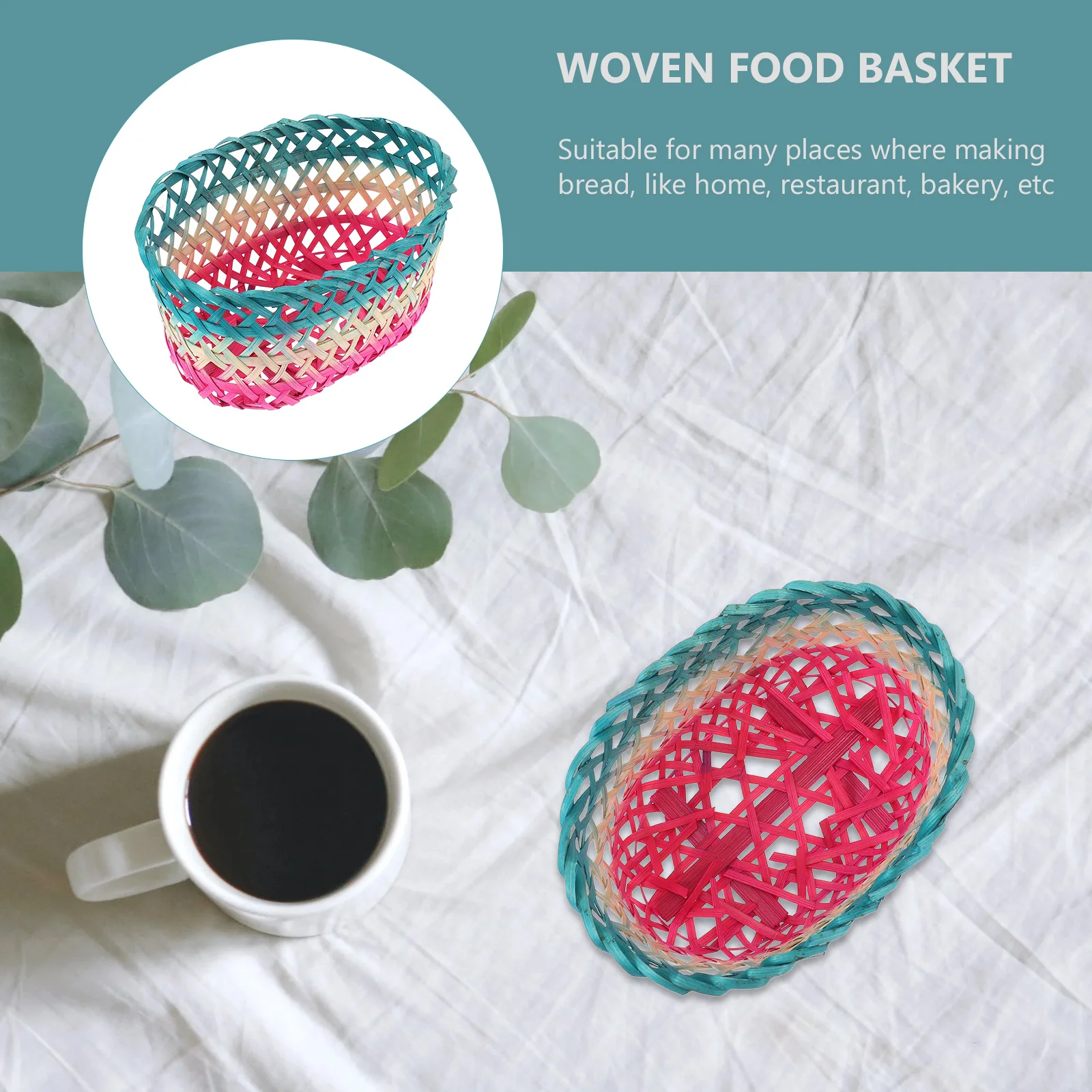 

2 Pcs Woven Basket Farmhouse Fruit Bamboo Food Baskets Storage for Colorful Bread