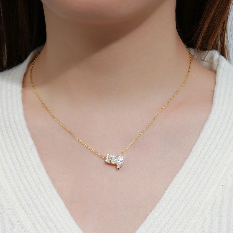 

Ehhai 3,0 карат муассанит кулон с геометрическим узором, ожерелье-цепочка для женщин, стерлинговое серебро 925 пробы, ювелирные изделия на шею, подарок для свадебной вечеринки, колье