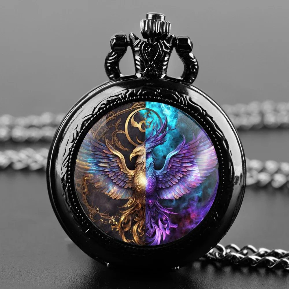 

Инь-Ян Феникс дизайн кварцевое стекло купольная цепочка карманные часы детское ожерелье кулон часы подарок для женщин и мужчин Relogio De Bolso Digital