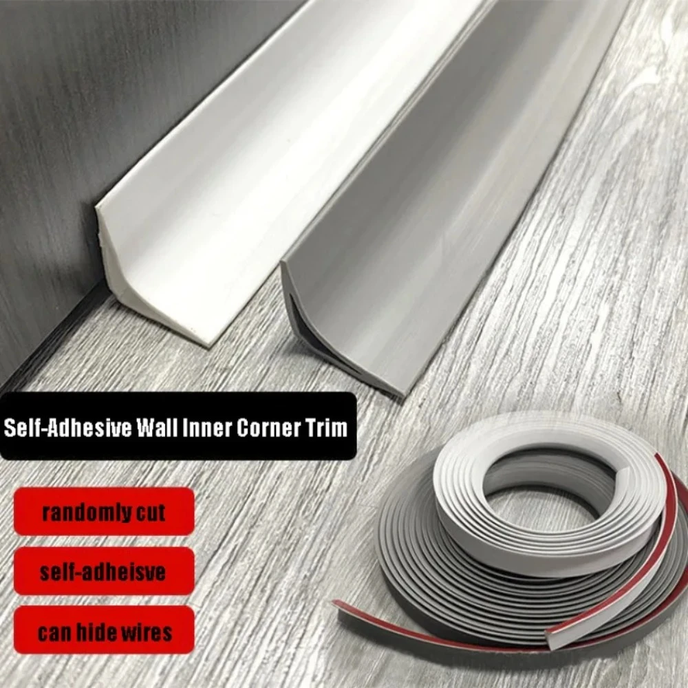 1PC 1M Meters PVC Self-Adhesive Wall Inner Corner Trim Corner Molding Line Tape Skirting Line Ceiling Caulk Internal Strip Edg