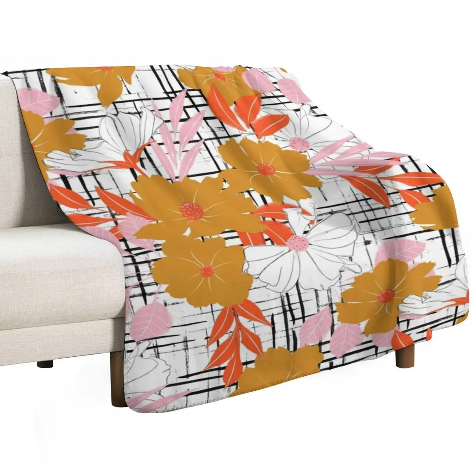 Floral Gingham Throw Blanket decorative Sofas Plaid Decorative Throw Plaid on the sofa cosplay anime Blankets