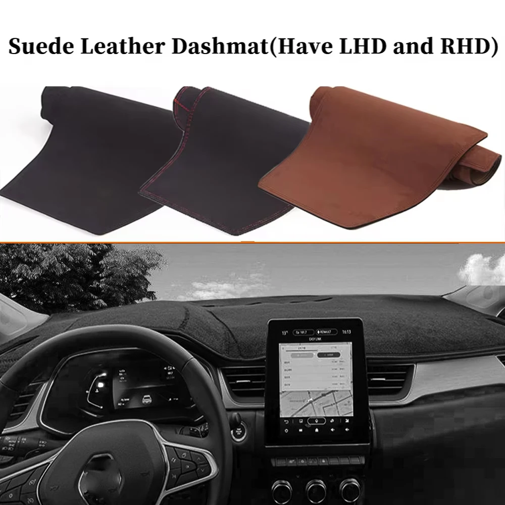 

Accessories Car-styling Suede Leather Dashmat Dashboard Cover Dash Mat Nonslip for Renault Captur Kaptur MK2 JB JE 2019 - 2024