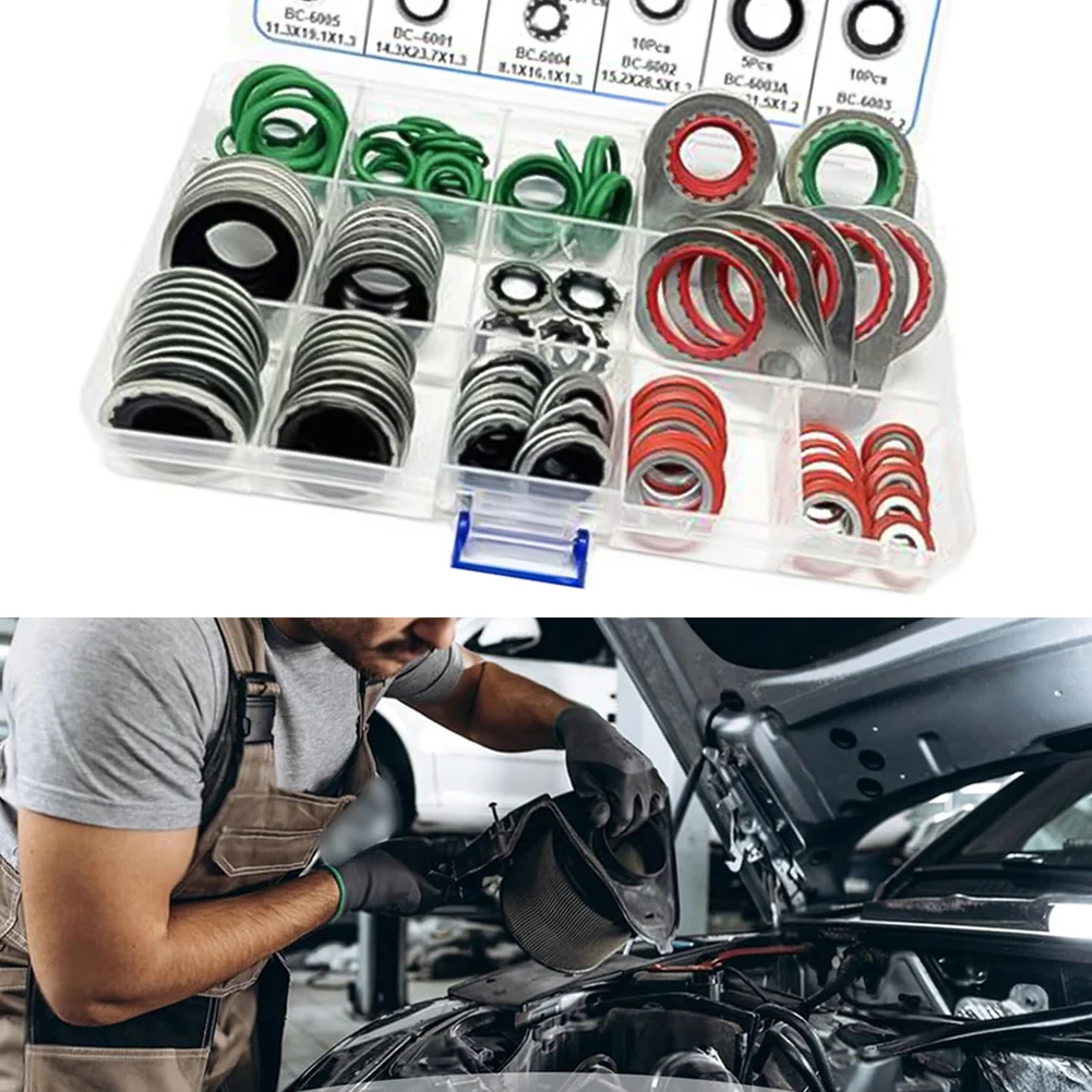 139PCS Automotive AC O Ring Assortment Rubber Gasket Seal Kit For Car Air Conditioning Repair Oil Resistant With Storage Case