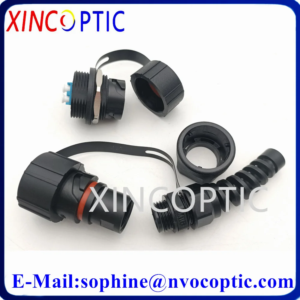 IP67 ODVA-LC Duplex Bulkhead ODVA TE Brand Fiber Optic Adapter with Dust Cap+ LC DX Fibre Adaptor Connector