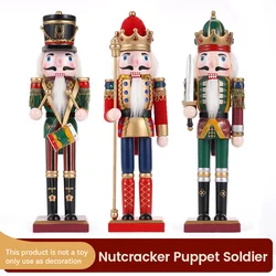 3Pcs 30CM Wooden Nutcracker Puppet Figurine Hand Painted Nutcracker Soldier Model Doll Christmas Ornaments Home Decoration