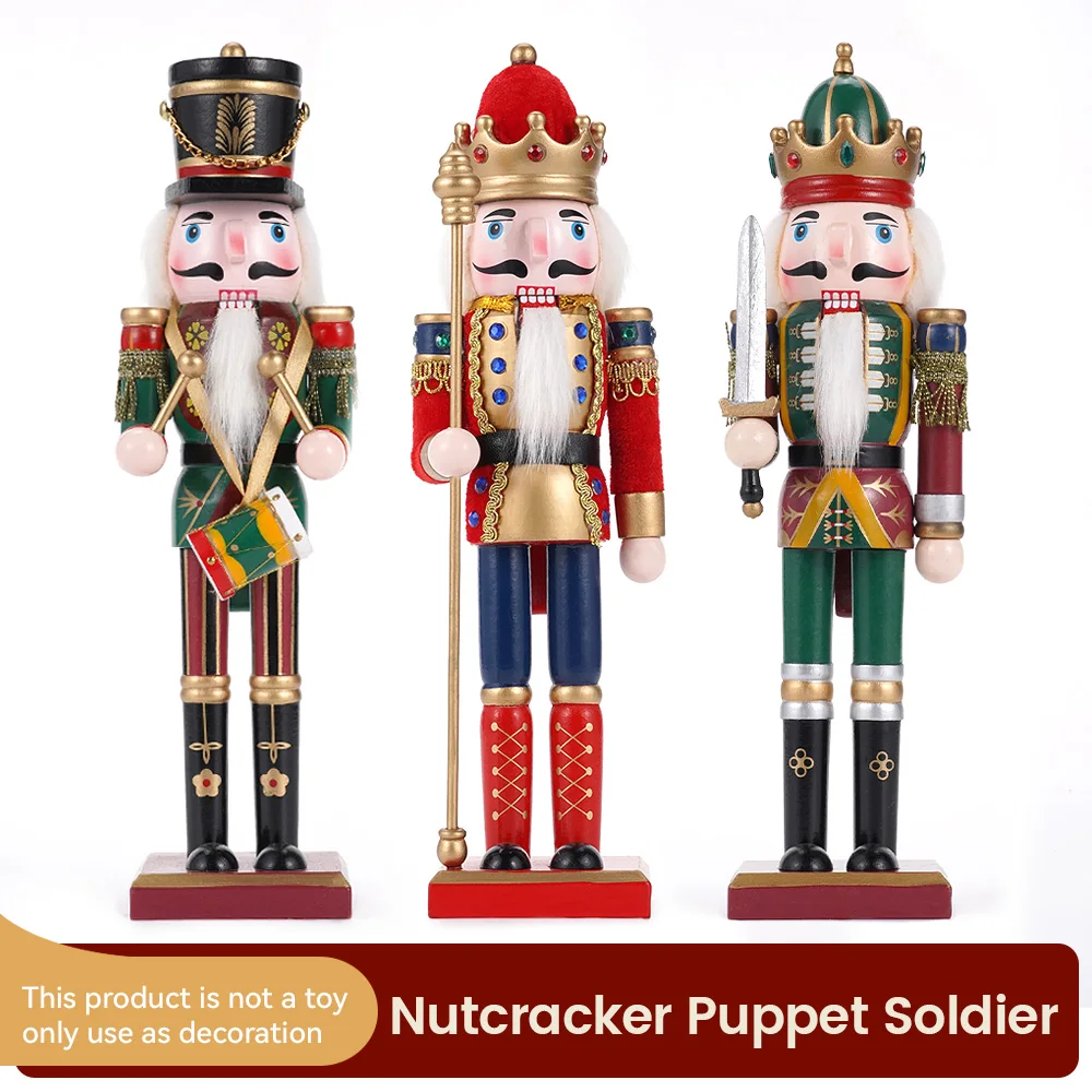 2/3Pcs Wooden Nutcracker Ornament Soldier Puppet Handcraft Doll Toy New Year Figurement Desktop Home Decoration Christmas Gift