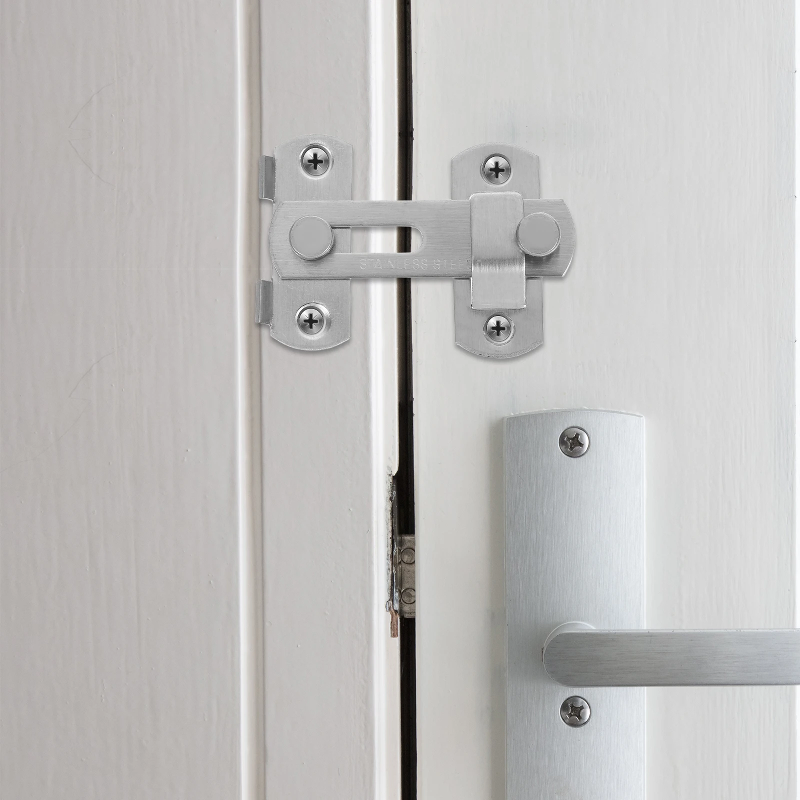 

4pcs Safety Bolt Lock Heavy Duty Barn Flip Gate Latch Sliding Door Security Hardware Stainless Steel Door Buckle Flat Latch Bolt