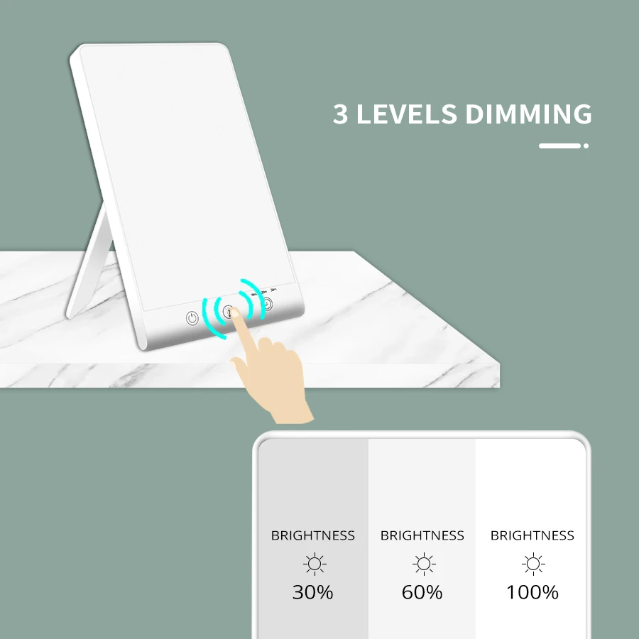 1 szt. Światło do terapii światłem z funkcją pomiaru czasu Super jasna dioda LED dotykowa Regulowana temperatura barwowa Jasność