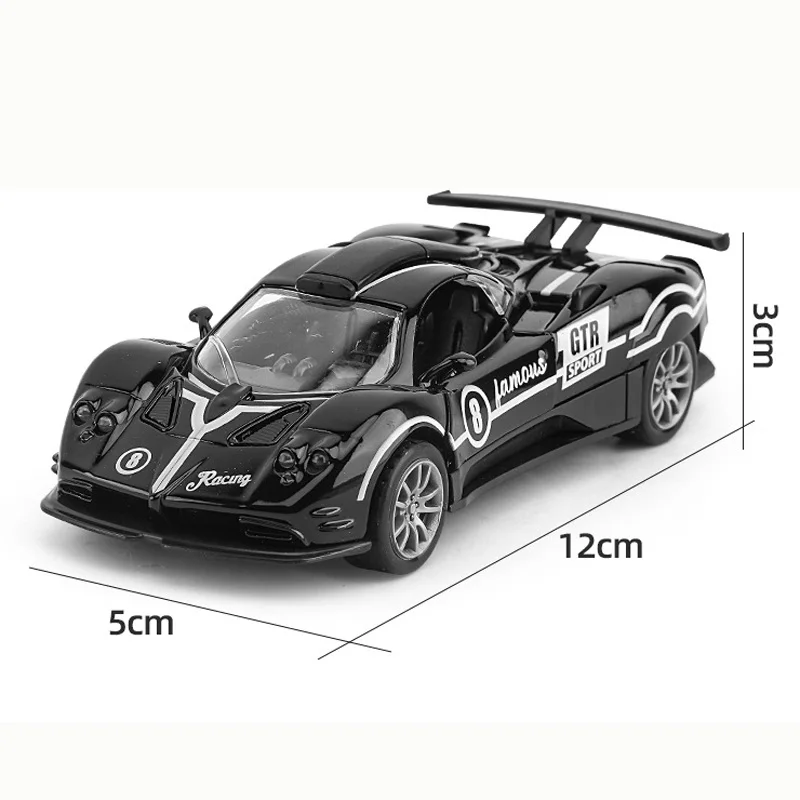 High-simulation Alloy Sports Car Model Double-door Inertia Pull-back Racing Car Toy Desktop Ornaments Children's Birthday Gift