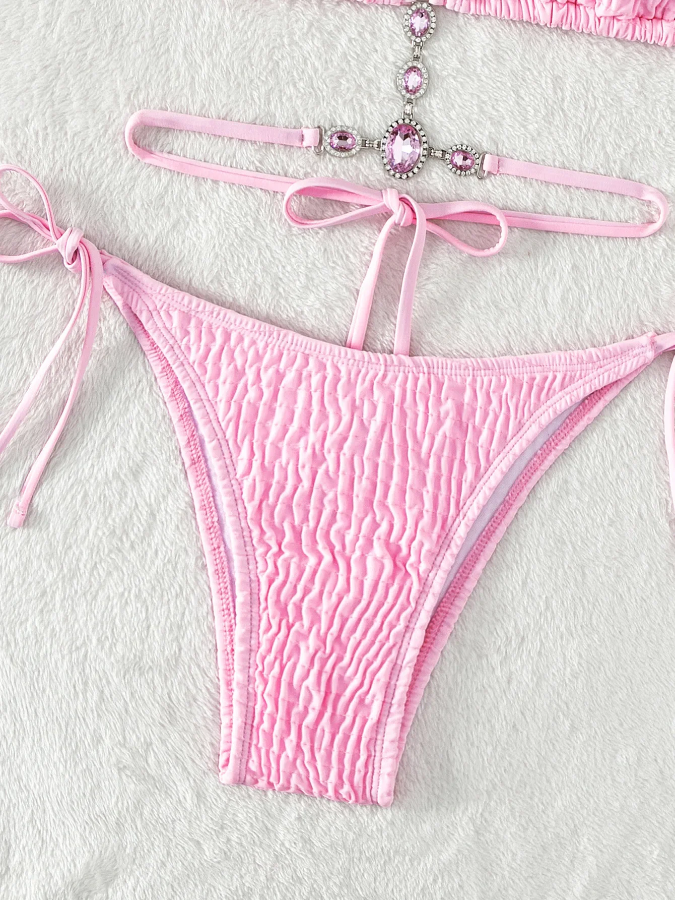 Costume da bagno donna bikini rugoso con strass con diamanti Costume da bagno donna solido costume da bagno bikini a due pezzi costume da bagno costume da bagno