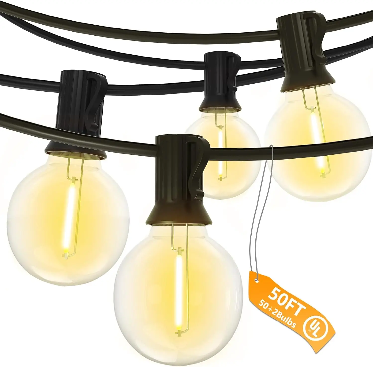 

50FT Shatterproof LED String Lights with 52 Bulbs for Outdoor Patio Garden Decor