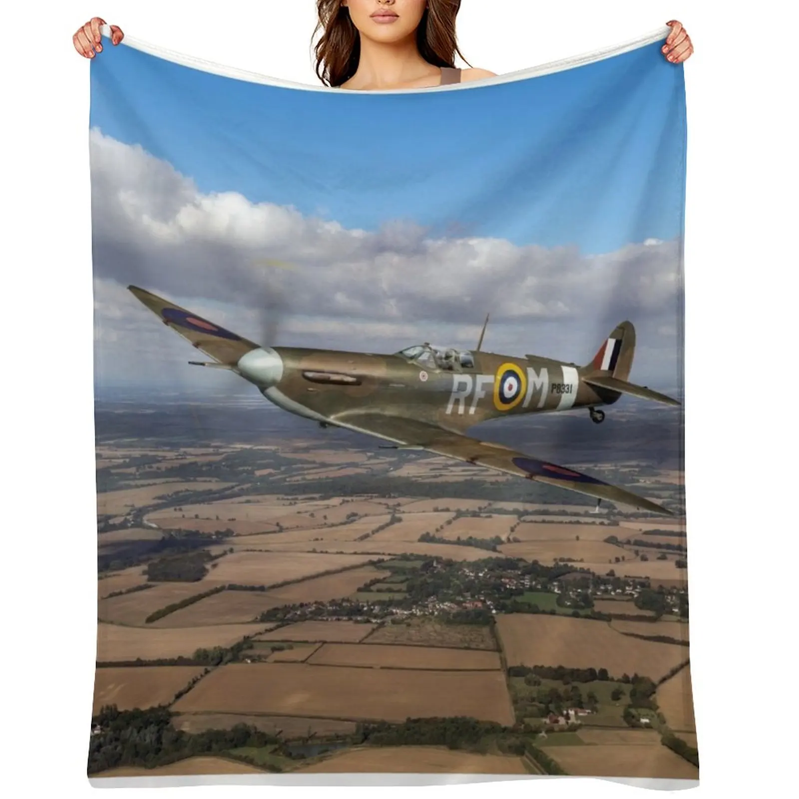 

Laguna Spitfire 303 Squadron Throw Blanket Custom Luxury Designer warm for winter Extra Large Throw Blankets