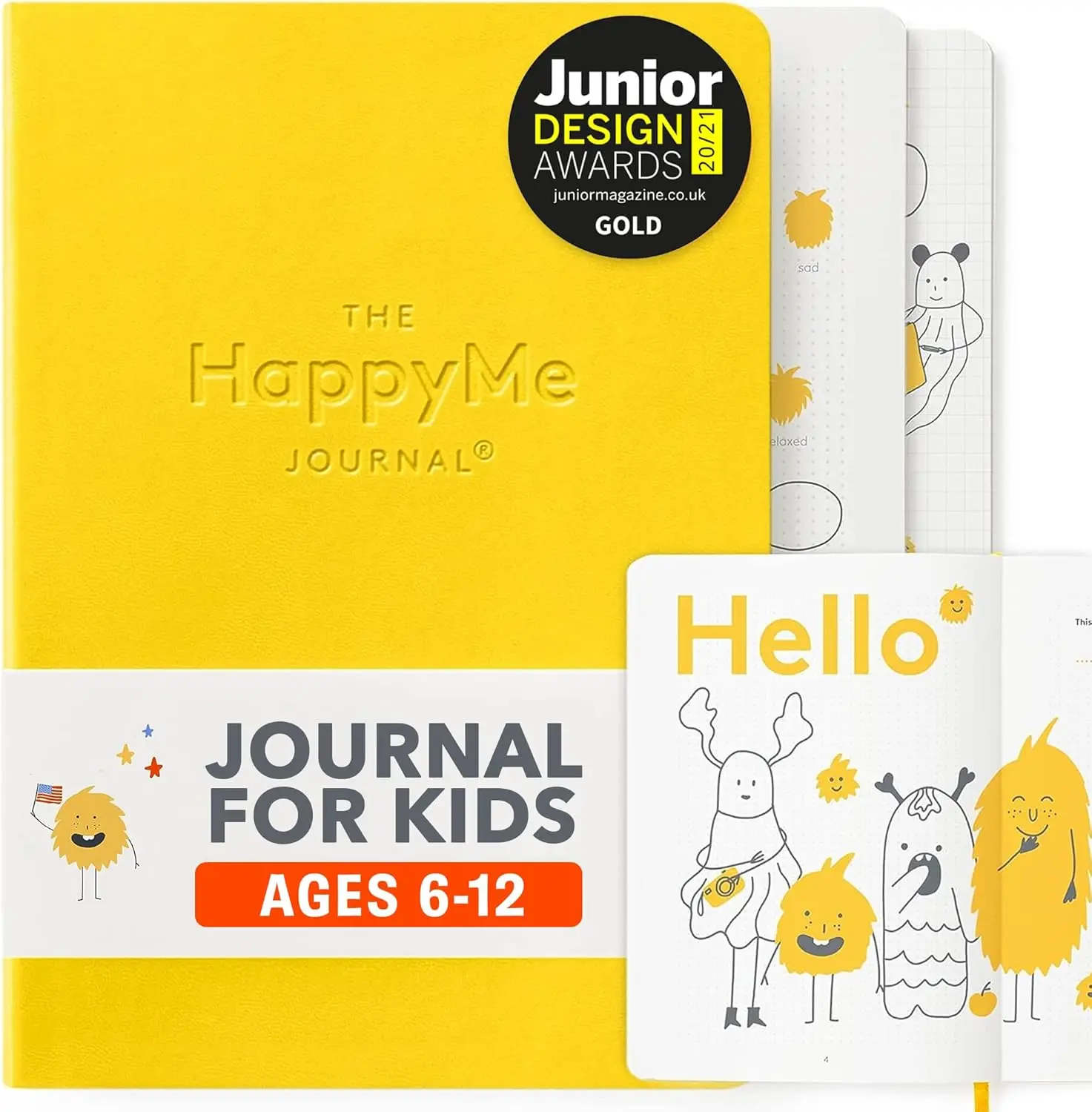 

Kids Gratitude Journal with Daily Prompts, Writing Notebook for Ages 6-12, Growth Mindset Tool in Yellow