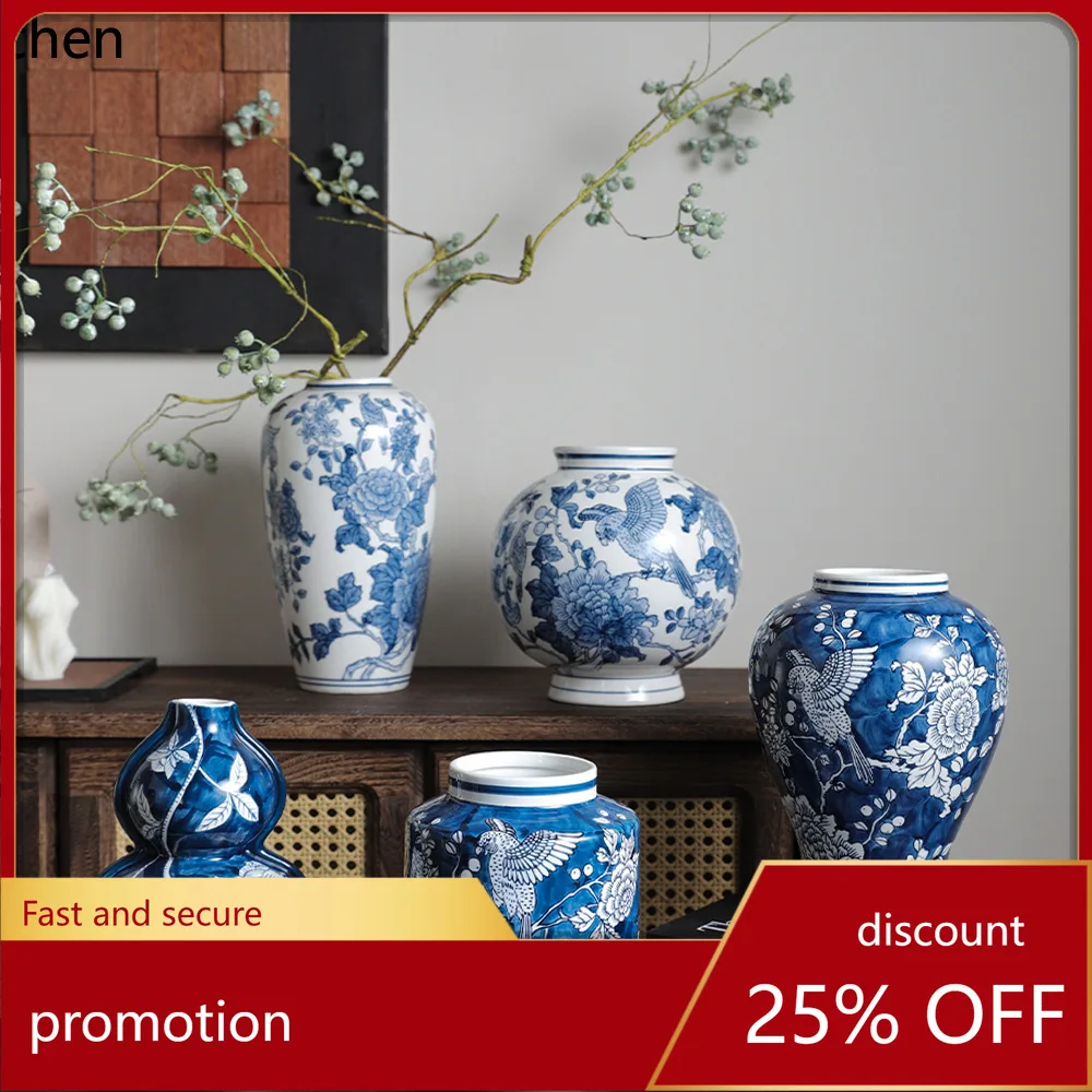 

Zml ceramic vase - premium new chinese style retro decorative porcelain entryway ornament