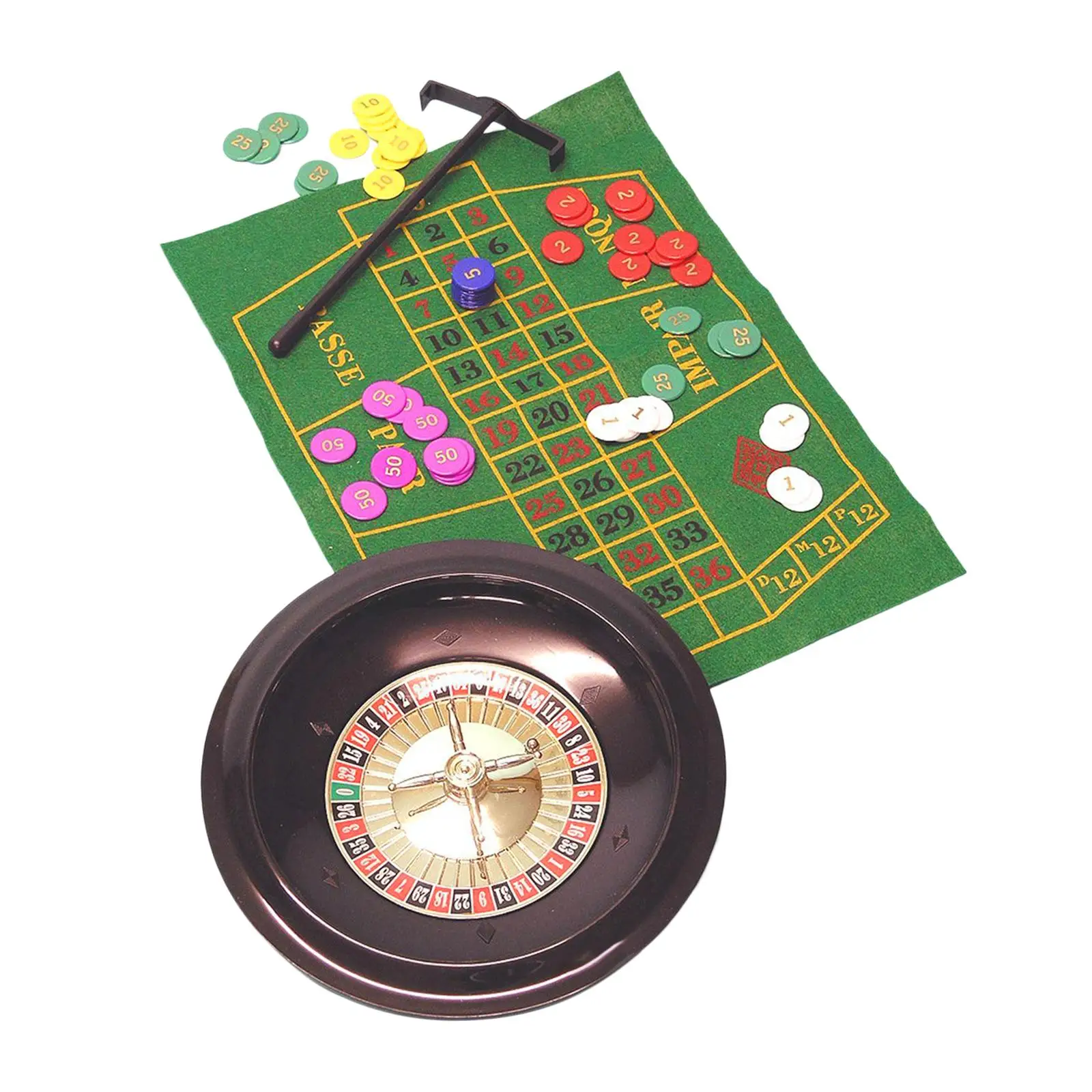 10 Inches Roulette Wheel with 100 Chips and Table Mat for Gathering Adult
