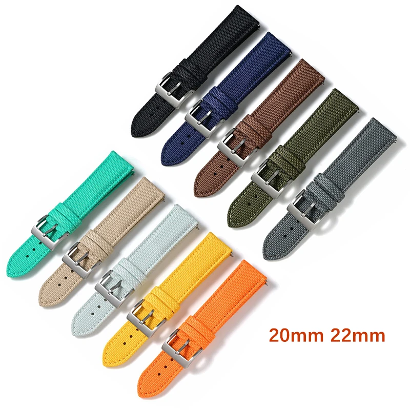 Gewebtes Nylon-Canvas-Uhrenarmband, 20 mm, 22 mm, Schnellverschluss, für Herren und Damen, atmungsaktiv, Sport, universell, Ersatzband, Uhrenzubehör