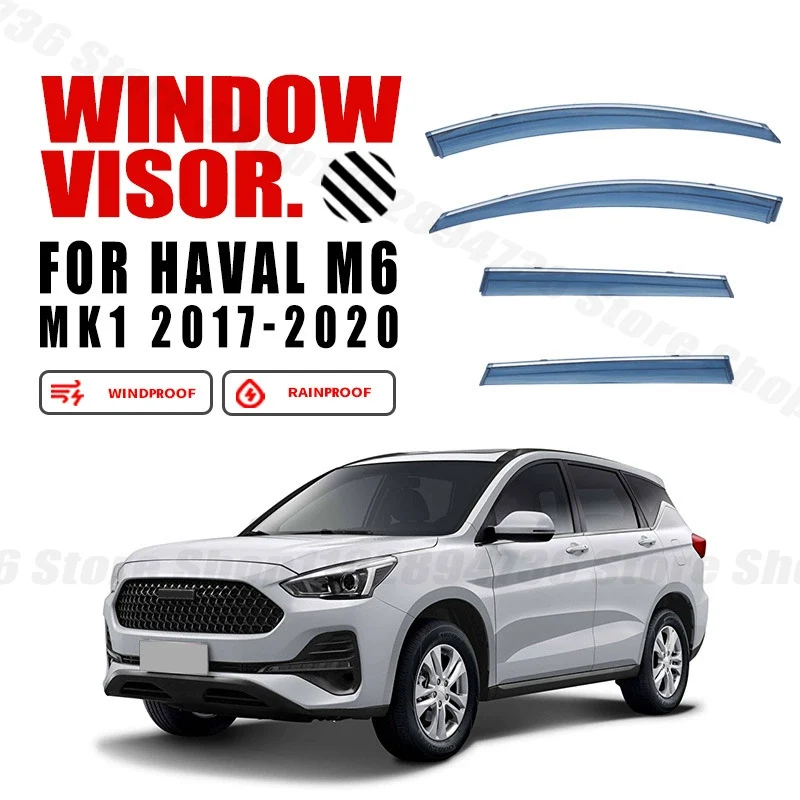 Window Visors For HAVAL M6 MK1 2017-2020 4pcs Side Window Rain Guard Wind Deflector Weathershield Vent Visor for Car Windows